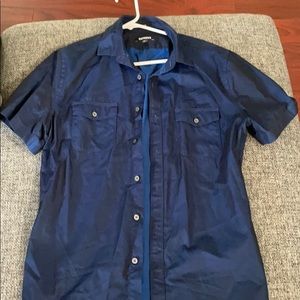 Express short sleeve blue button down